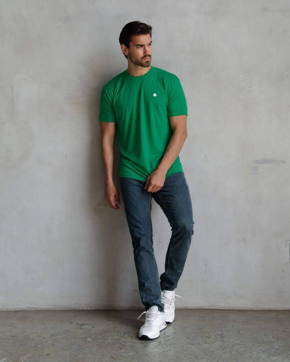 Men'S Fitted Crew Neck Logo Basic Tees - Modern Fit Fresh Classic Short Sleeve T-Shirts for Men (Green, Medium)