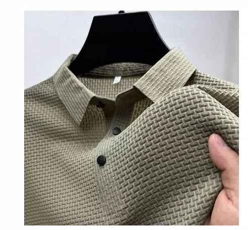 Men's Silk Short Sleeve T-Shirt Made with Breathable Mesh Fabric