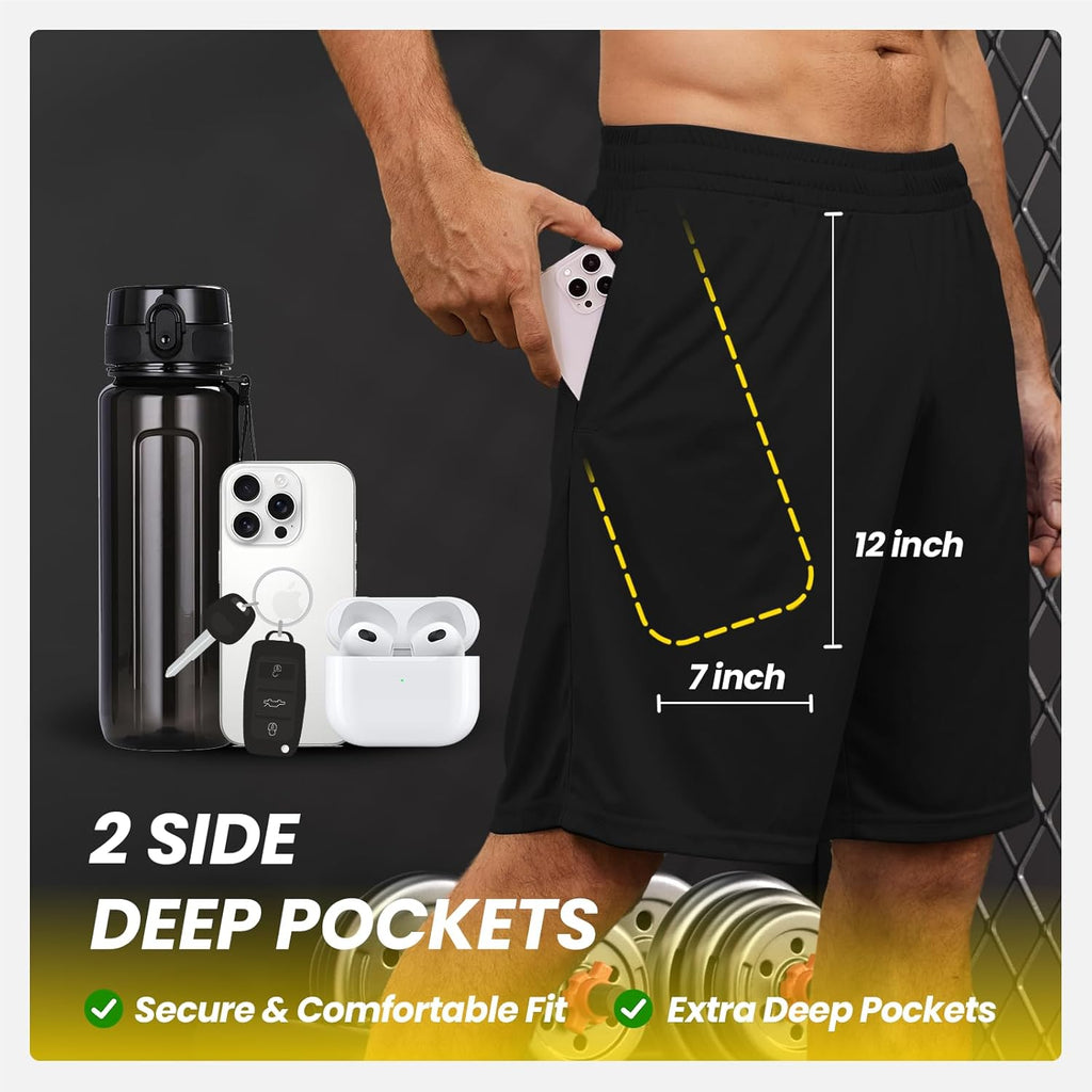 Athletic Shorts for Men with Pockets and Elastic Waistband Quick Dry Activewear