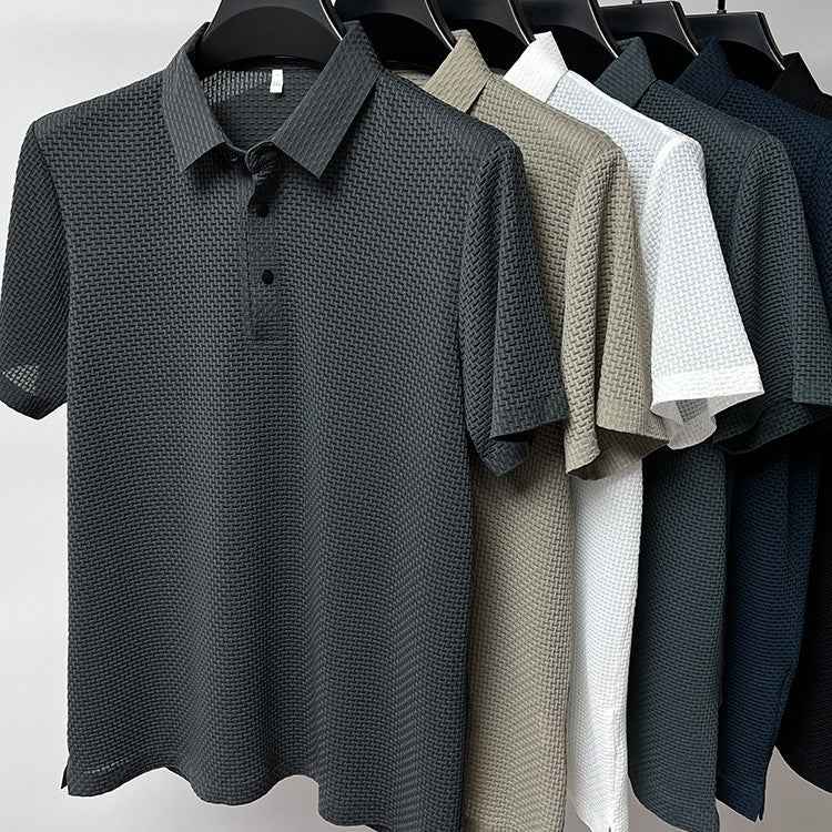 Men's Silk Short Sleeve T-Shirt Made with Breathable Mesh Fabric