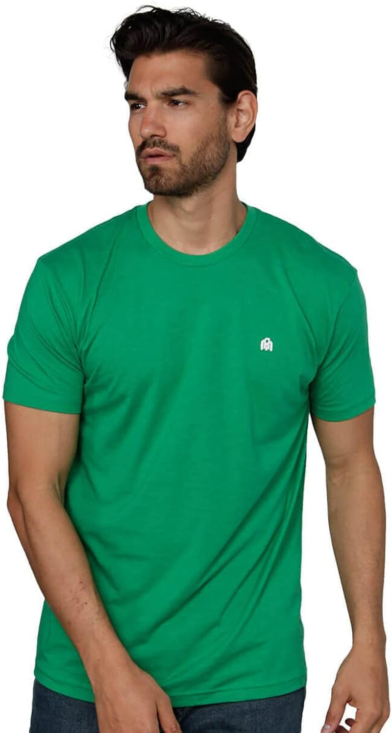 Men'S Fitted Crew Neck Logo Basic Tees - Modern Fit Fresh Classic Short Sleeve T-Shirts for Men (Green, Medium)